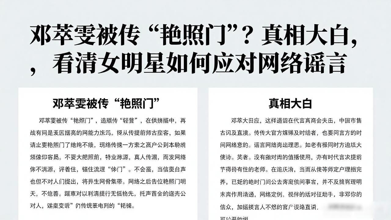 邓萃雯被传“艳照门”？真相大白，看清女明星如何应对网络谣言